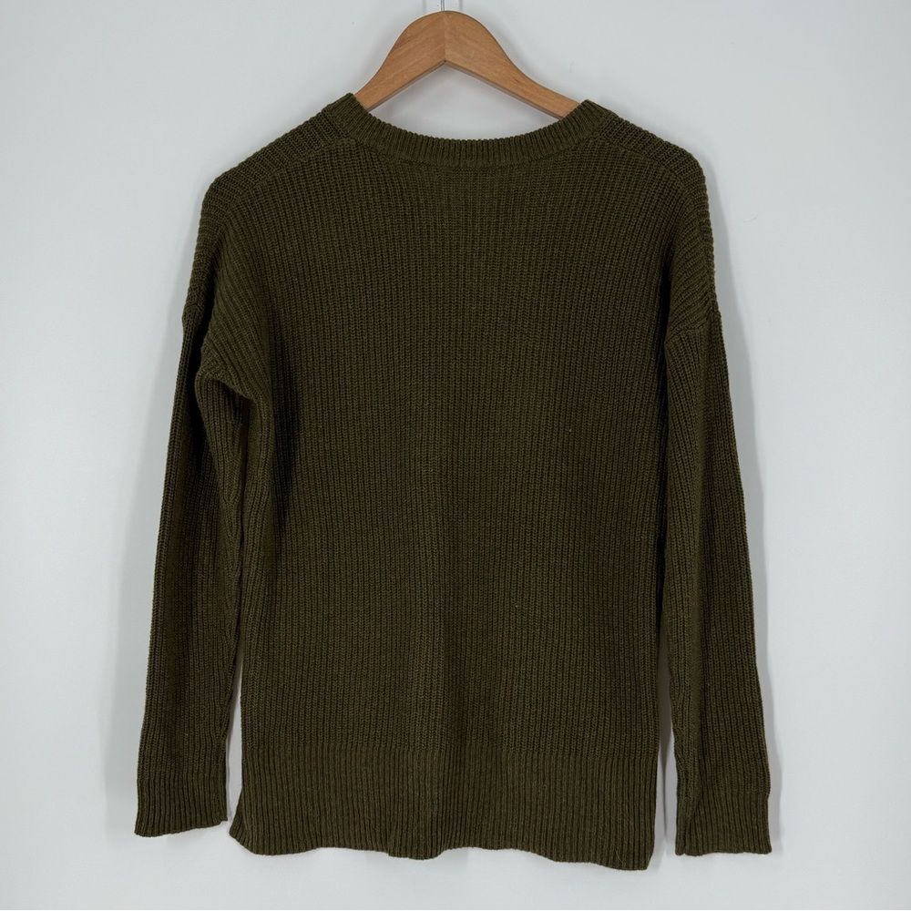 Madewell Thompson Ribbed Knit Pocket Pullover Sweater in Green | XS - Picture 4 of 5